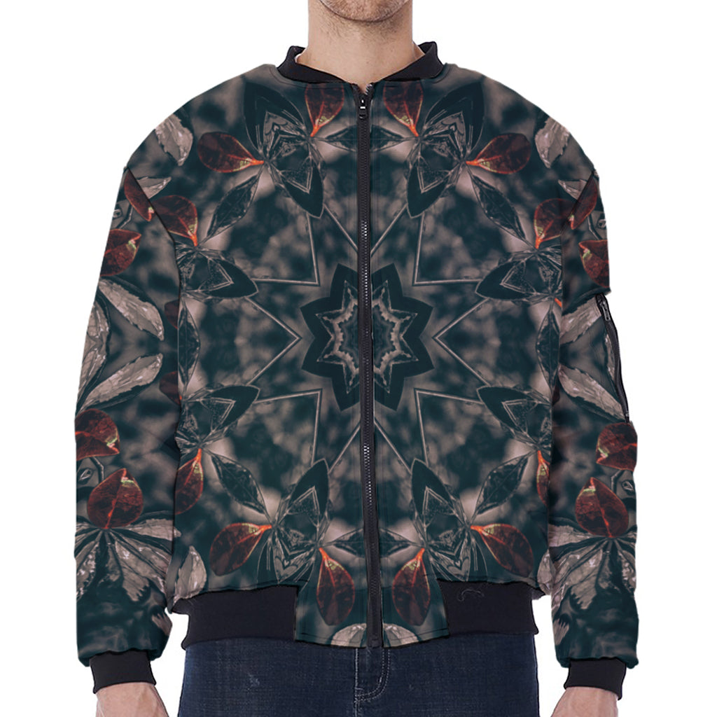 Vintage Kaleidoscope Print Zip Sleeve Bomber Jacket