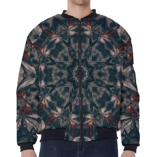 Vintage Kaleidoscope Print Zip Sleeve Bomber Jacket