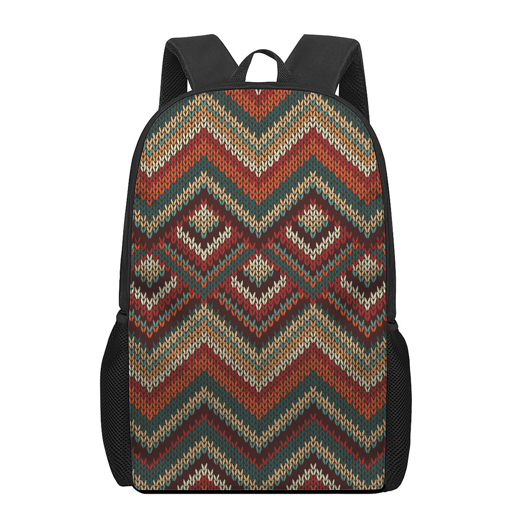 Vintage Knitted Pattern Print 17 Inch Backpack