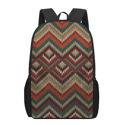 Vintage Knitted Pattern Print 17 Inch Backpack
