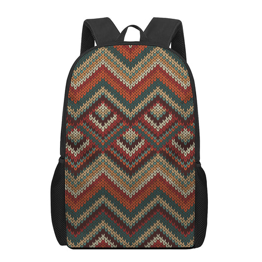 Vintage Knitted Pattern Print 17 Inch Backpack