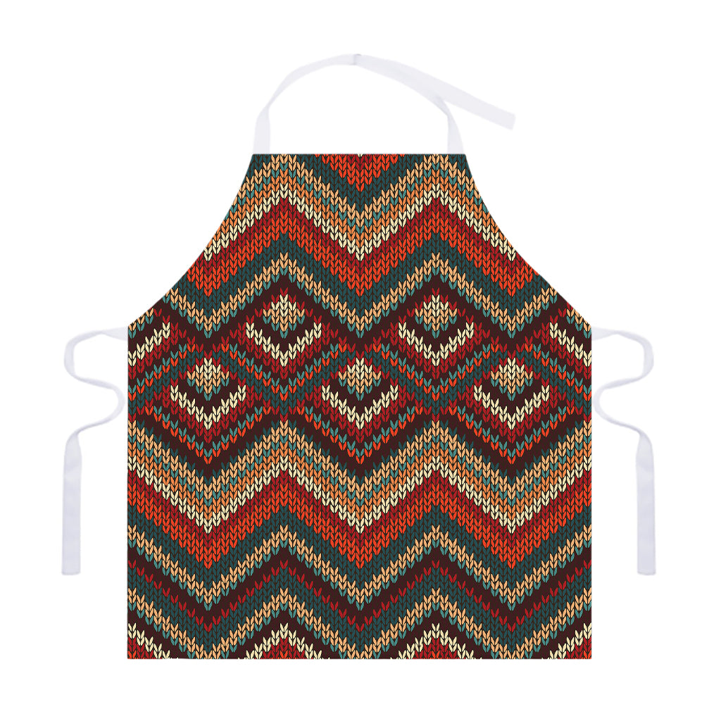 Vintage Knitted Pattern Print Adjustable Apron