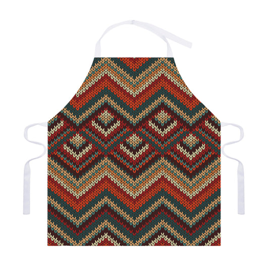 Vintage Knitted Pattern Print Adjustable Apron