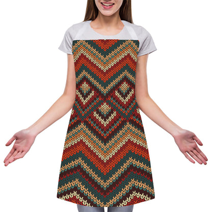 Vintage Knitted Pattern Print Adjustable Apron