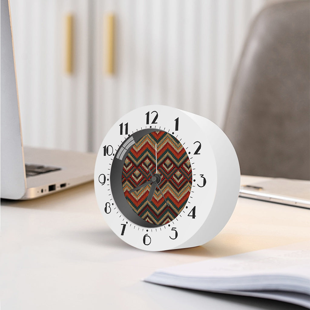 Vintage Knitted Pattern Print Alarm Clock