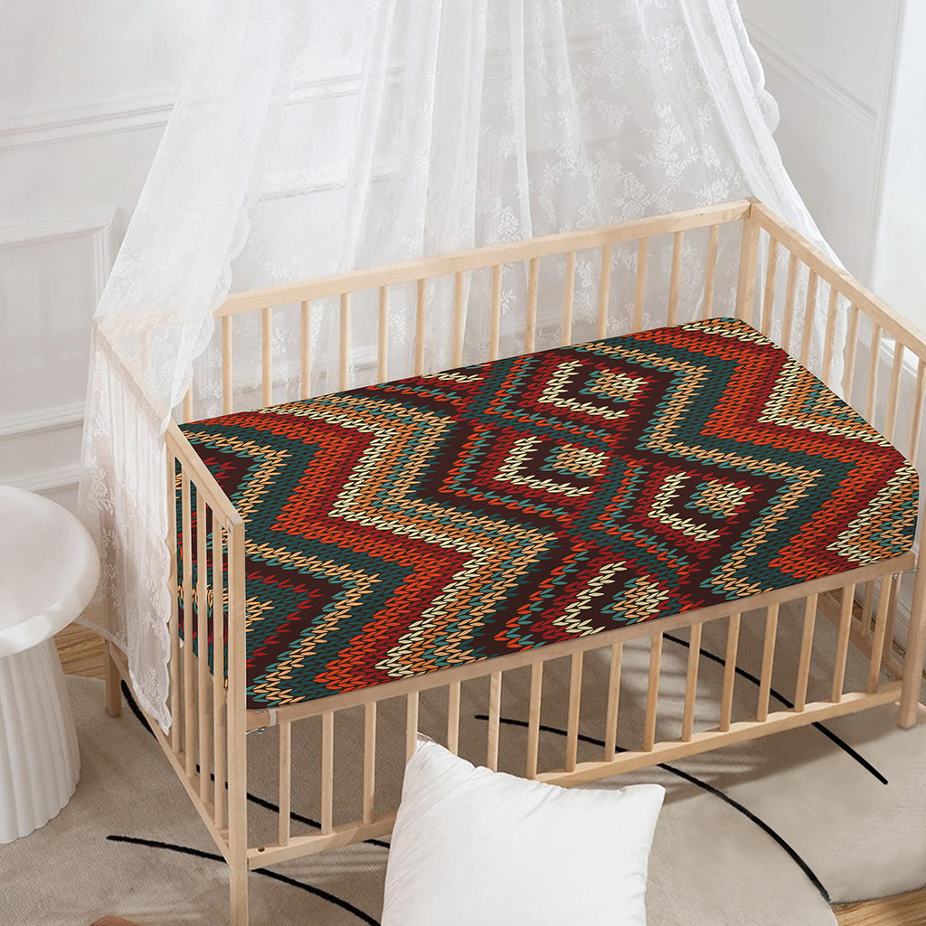 Vintage Knitted Pattern Print Baby Crib Sheet