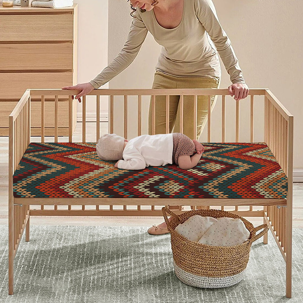 Vintage Knitted Pattern Print Baby Crib Sheet