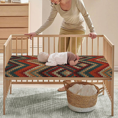Vintage Knitted Pattern Print Baby Crib Sheet