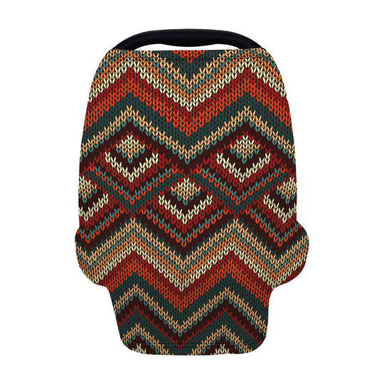 Vintage Knitted Pattern Print Baby Seat Cover