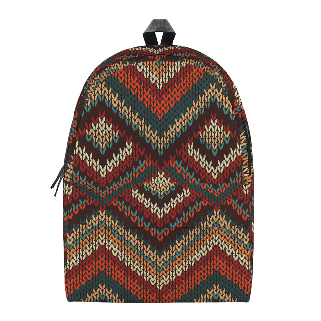 Vintage Knitted Pattern Print Backpack