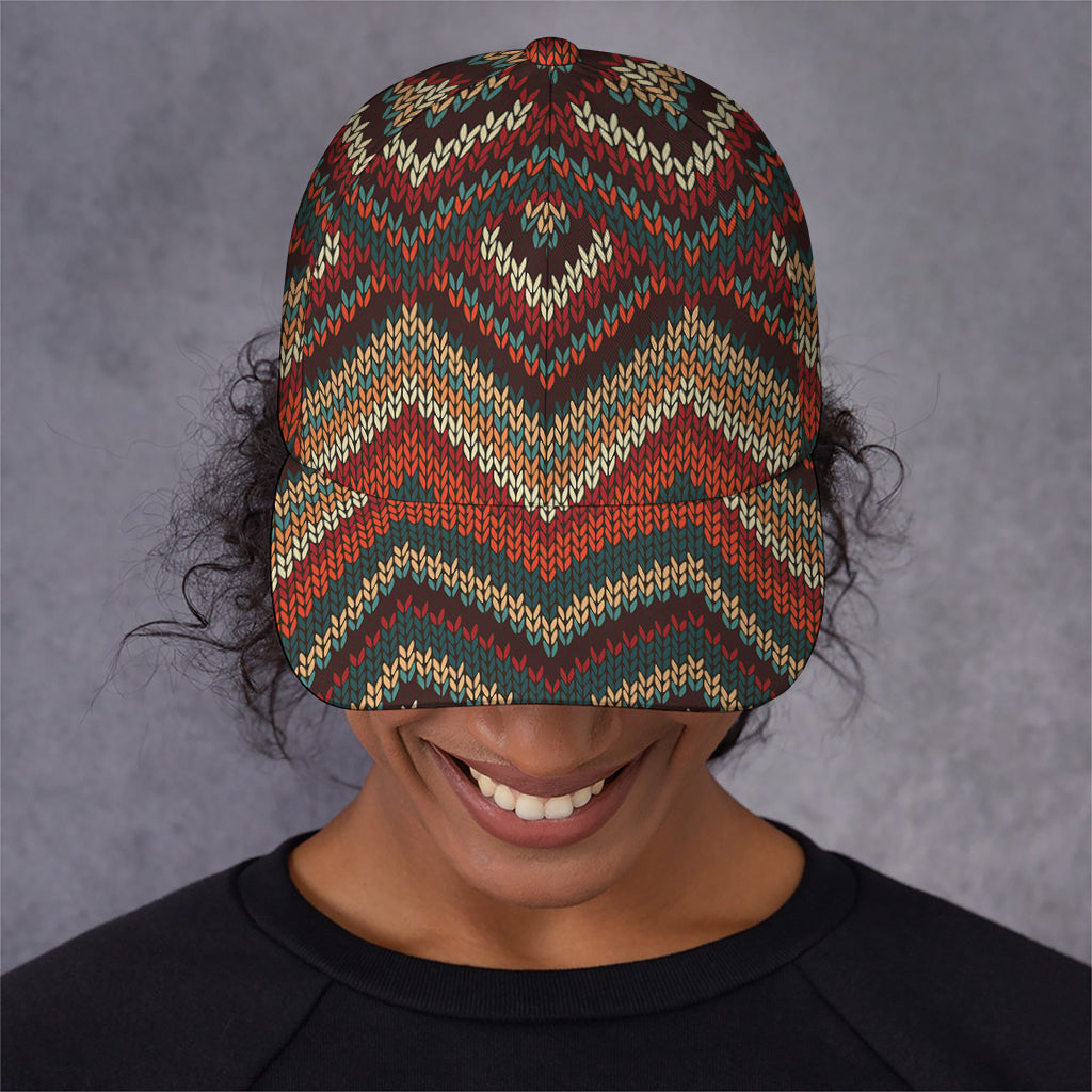 Vintage Knitted Pattern Print Baseball Cap