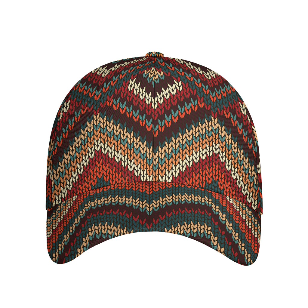 Vintage Knitted Pattern Print Baseball Cap