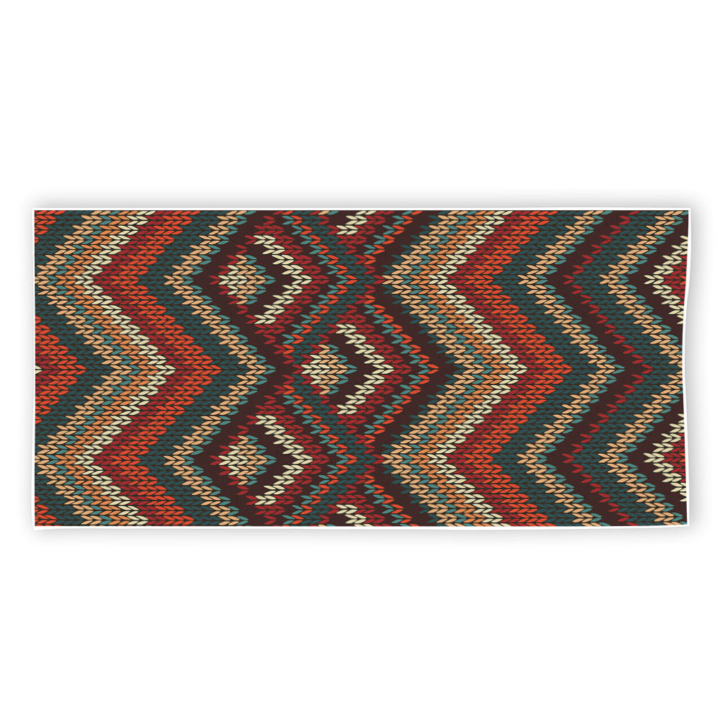 Vintage Knitted Pattern Print Beach Towel