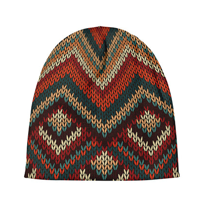 Vintage Knitted Pattern Print Beanie