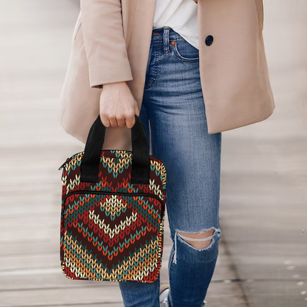 Vintage Knitted Pattern Print Bible Tote Bag