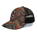 Vintage Knitted Pattern Print Black Mesh Trucker Cap