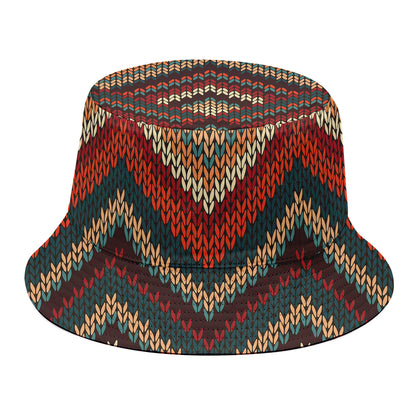 Vintage Knitted Pattern Print Bucket Hat
