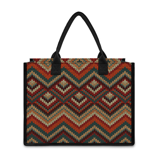 Vintage Knitted Pattern Print Canvas Tote Bag