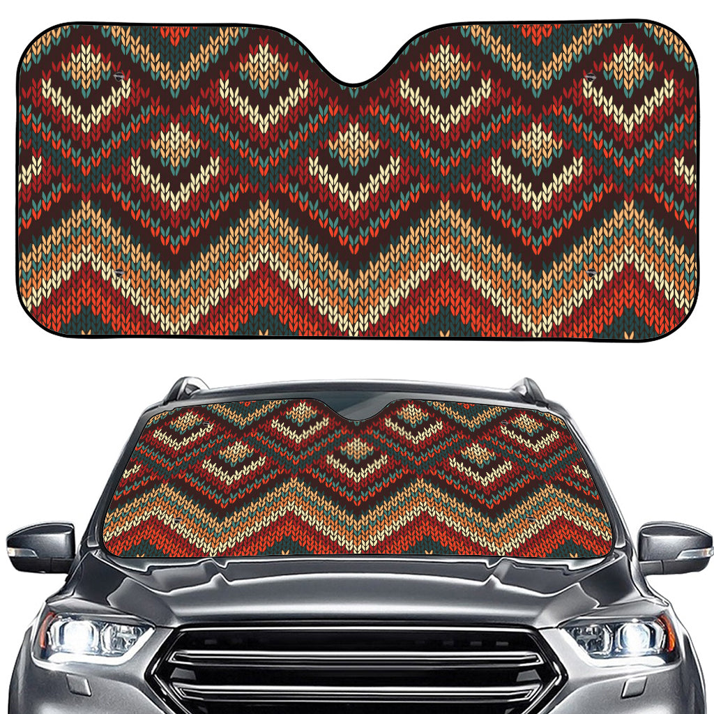 Vintage Knitted Pattern Print Car Windshield Sun Shade
