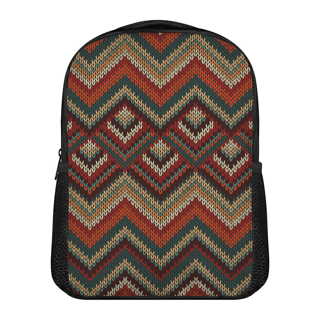 Vintage Knitted Pattern Print Casual Backpack