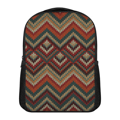 Vintage Knitted Pattern Print Casual Backpack