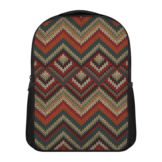 Vintage Knitted Pattern Print Casual Backpack
