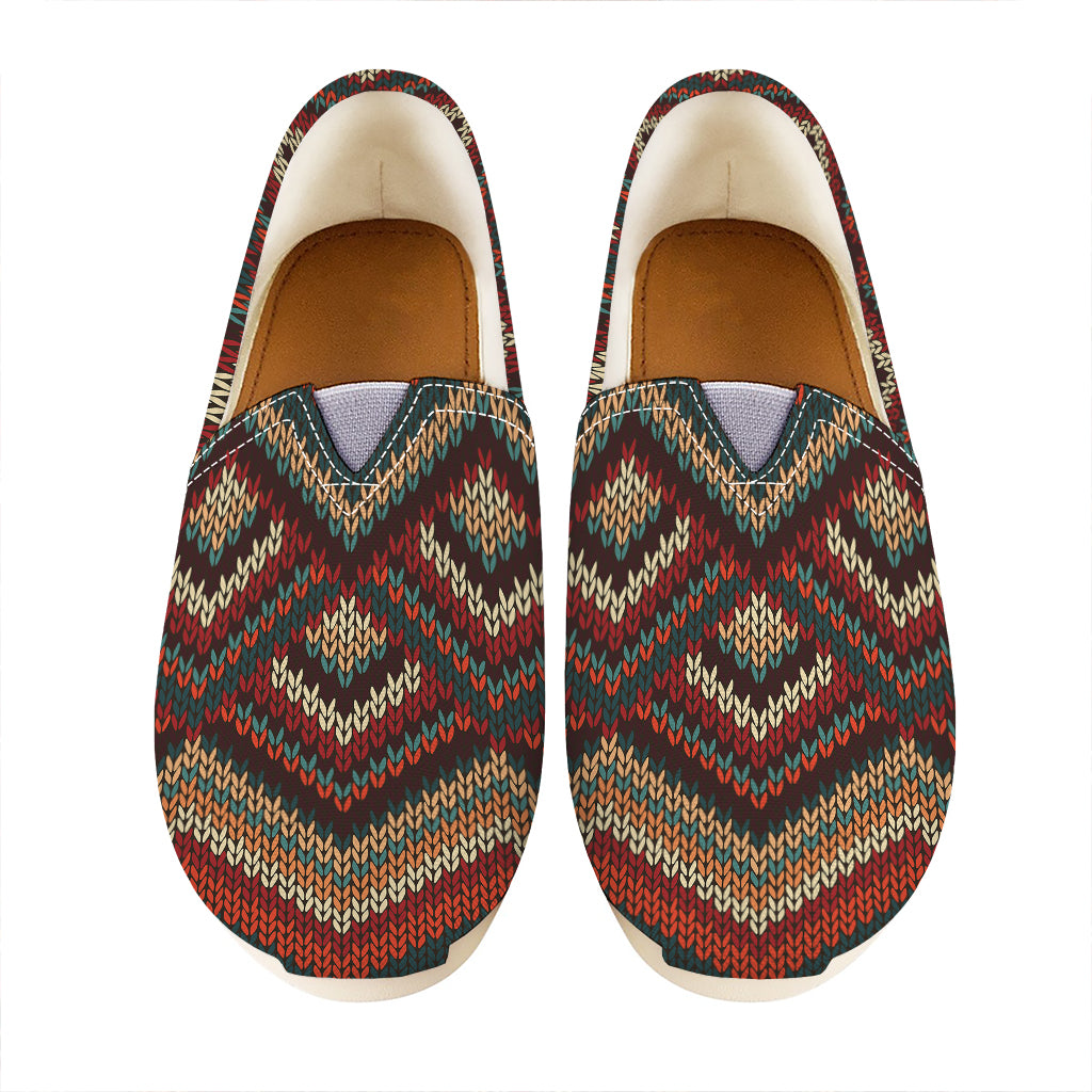 Vintage Knitted Pattern Print Casual Shoes