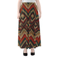 Vintage Knitted Pattern Print Chiffon Maxi Skirt