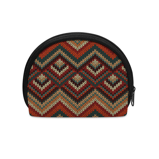 Vintage Knitted Pattern Print Coin Purse