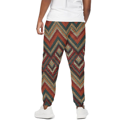 Vintage Knitted Pattern Print Cotton Pants
