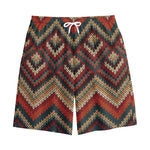 Vintage Knitted Pattern Print Cotton Shorts