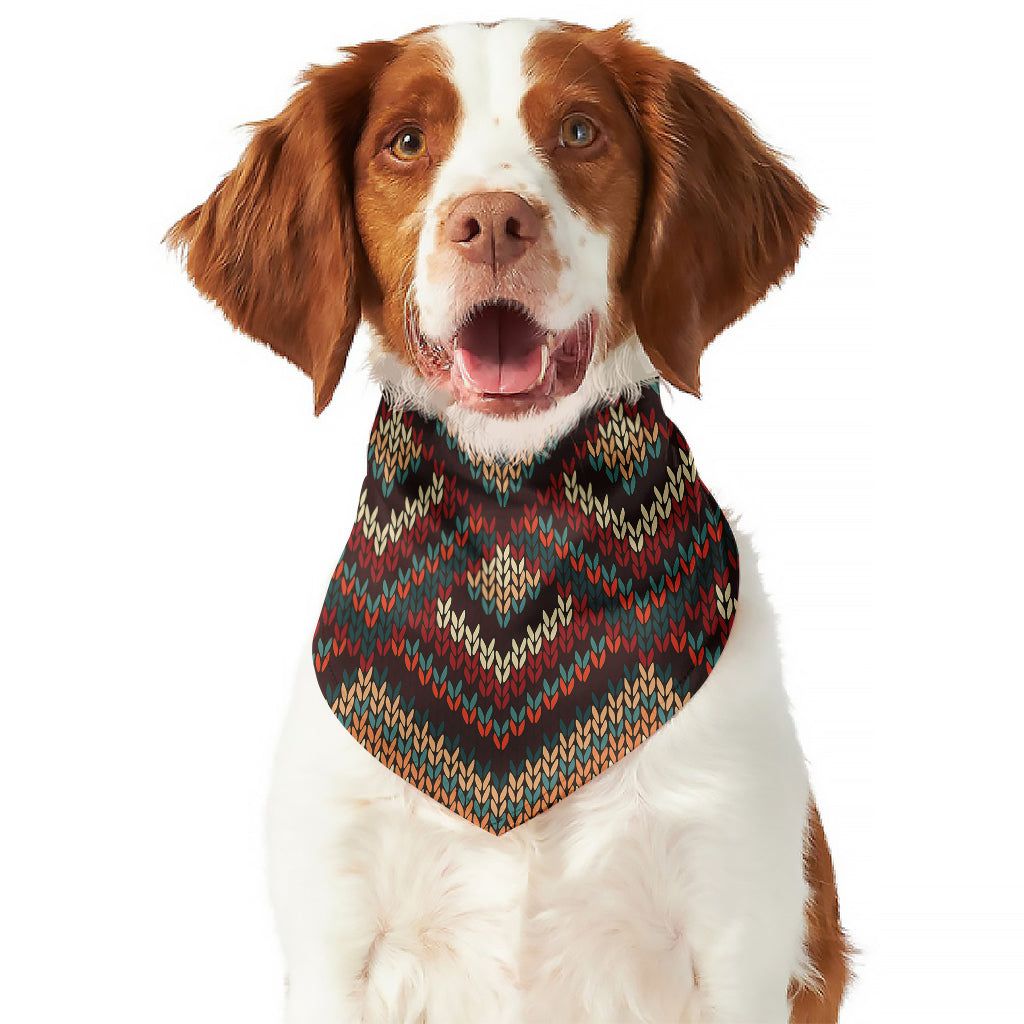 Vintage Knitted Pattern Print Dog Bandana