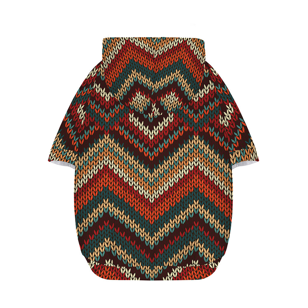 Vintage Knitted Pattern Print Dog Zip Up Hoodie