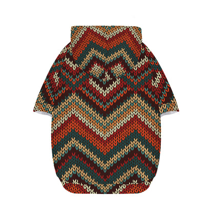 Vintage Knitted Pattern Print Dog Zip Up Hoodie