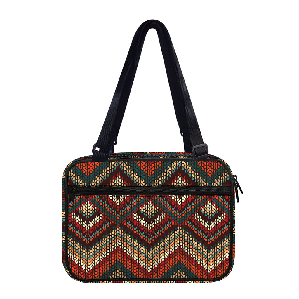 Vintage Knitted Pattern Print Double Strap Bible Bag