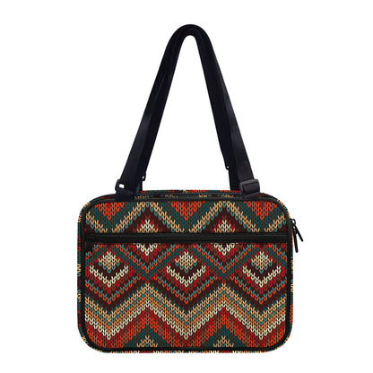 Vintage Knitted Pattern Print Double Strap Bible Bag