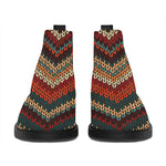 Vintage Knitted Pattern Print Flat Ankle Boots