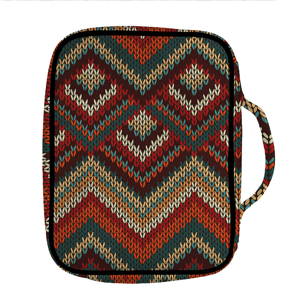 Vintage Knitted Pattern Print Front Pocket Bible Bag