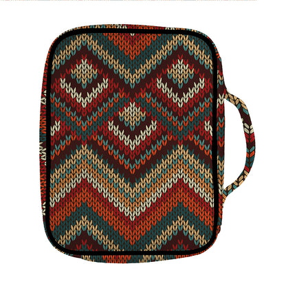 Vintage Knitted Pattern Print Front Pocket Bible Bag