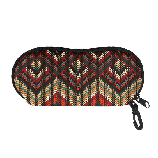Vintage Knitted Pattern Print Glasses Case