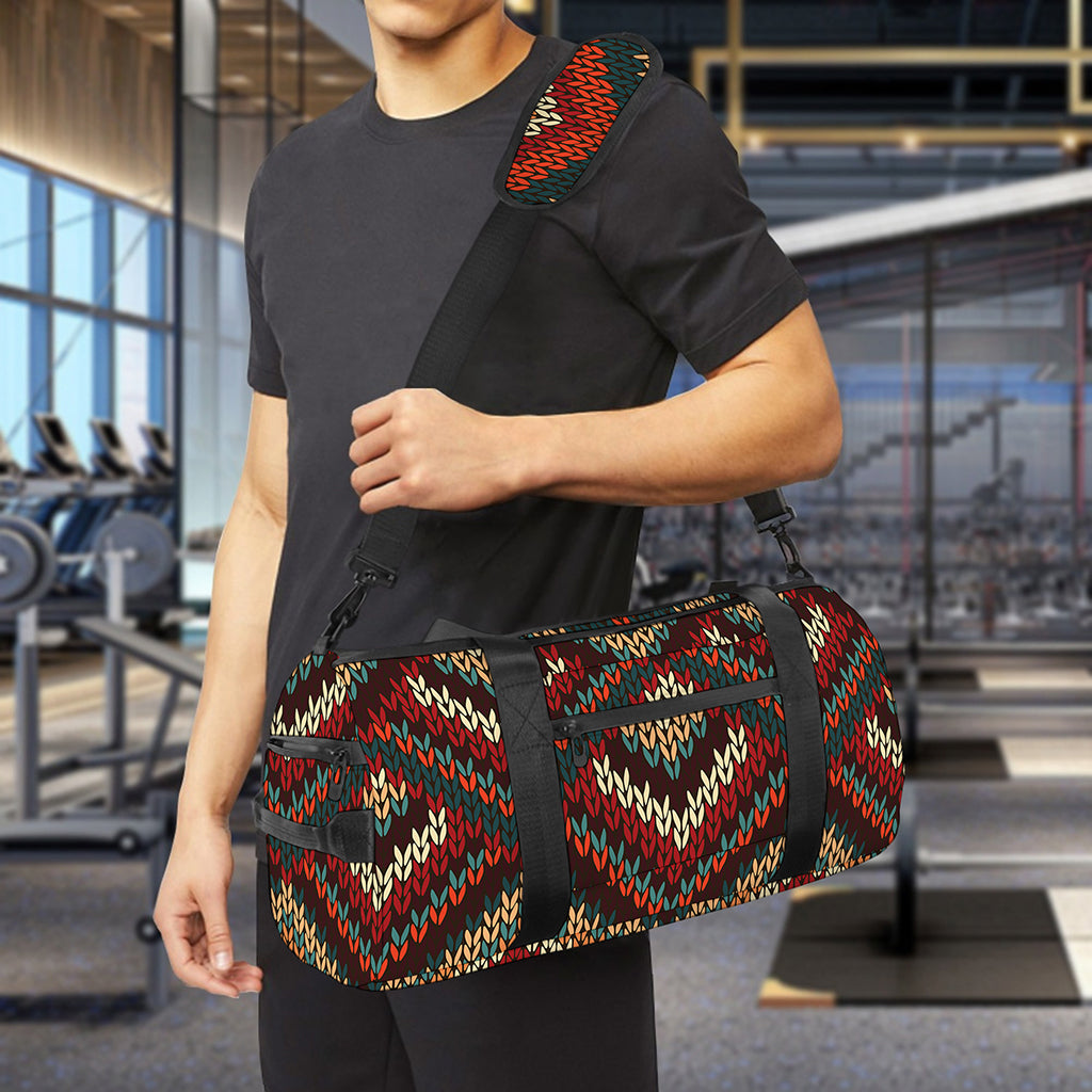Vintage Knitted Pattern Print Gym Bag