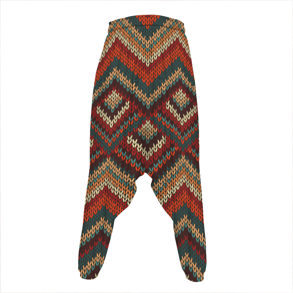 Vintage Knitted Pattern Print Hammer Pants
