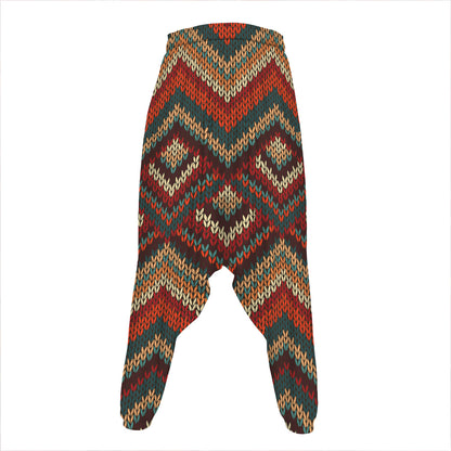 Vintage Knitted Pattern Print Hammer Pants