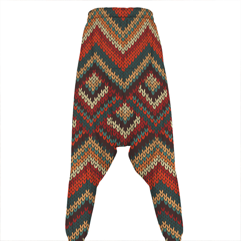 Vintage Knitted Pattern Print Hammer Pants