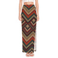Vintage Knitted Pattern Print High Slit Maxi Skirt