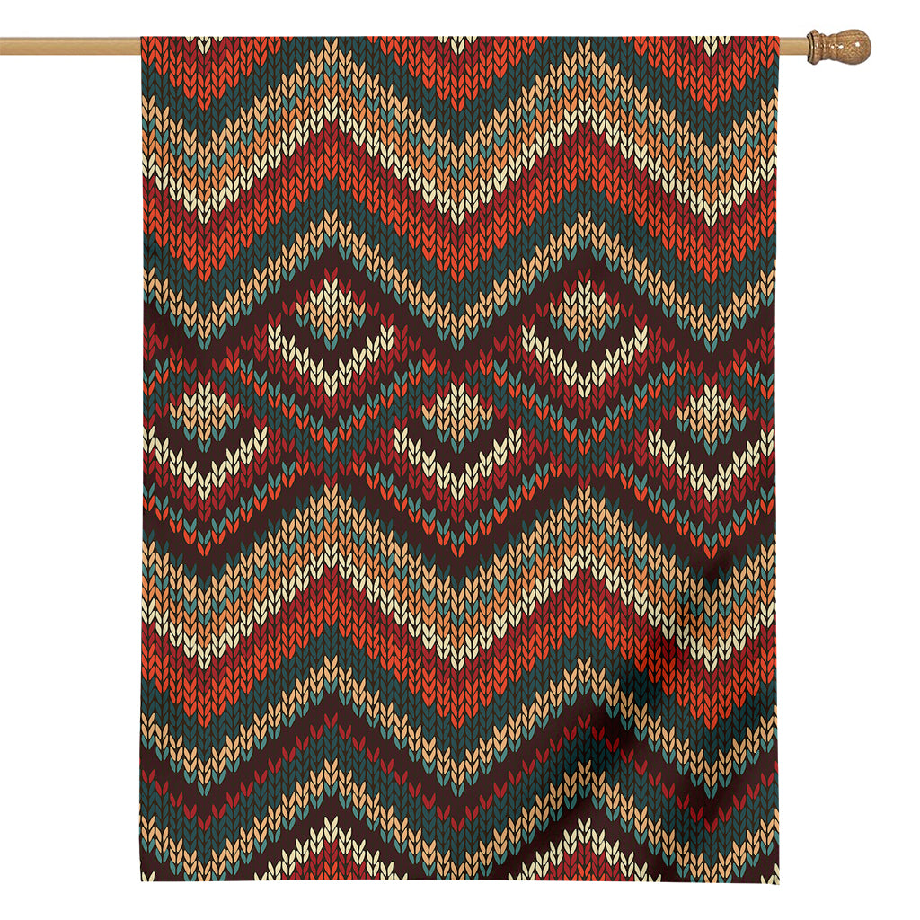 Vintage Knitted Pattern Print House Flag