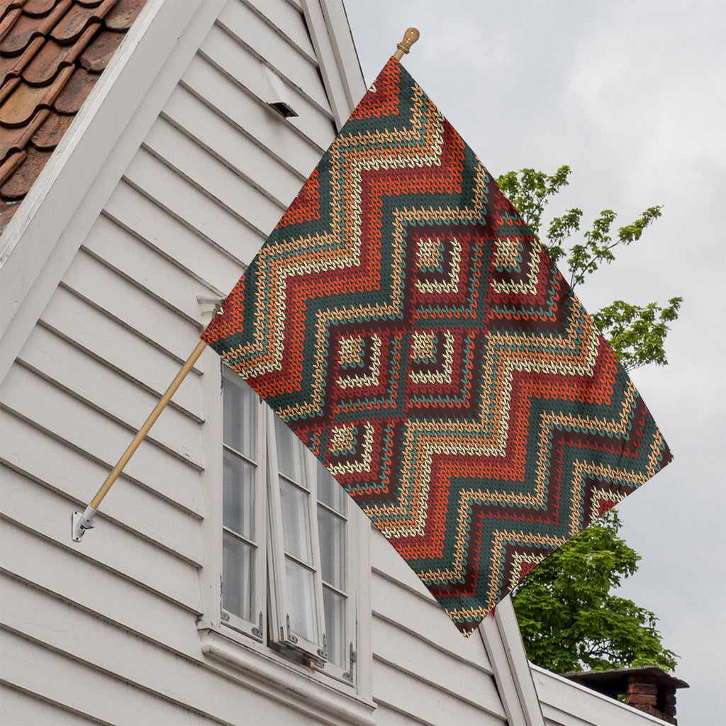 Vintage Knitted Pattern Print House Flag