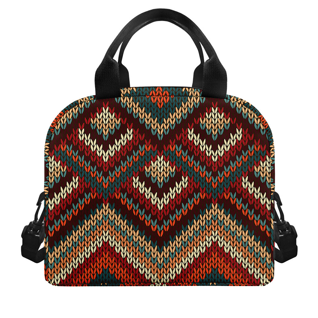 Vintage Knitted Pattern Print Insulated Lunch Bag