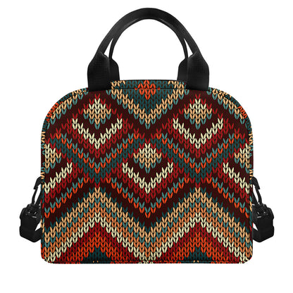 Vintage Knitted Pattern Print Insulated Lunch Bag