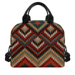 Vintage Knitted Pattern Print Insulated Lunch Bag
